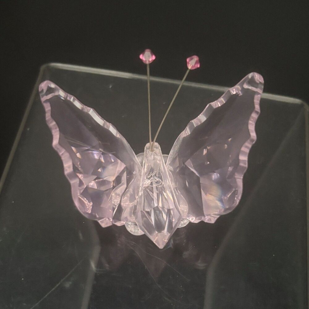 Crystallite Ribbon Pink Crystal Butterfly Figurine Glass Miniature Collectible
